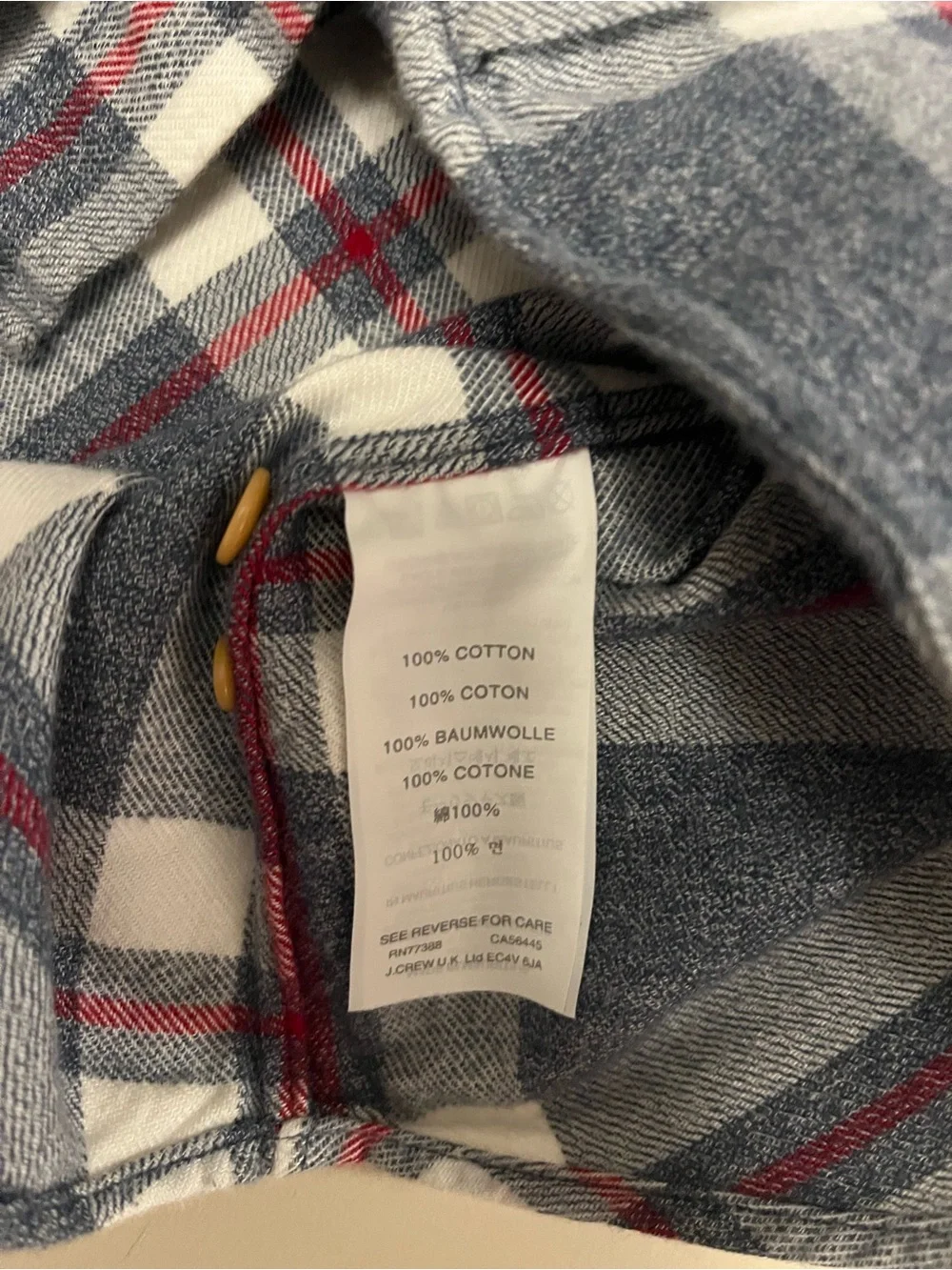 Jcrew Men's Gray & White Plaid Flannel Shirt